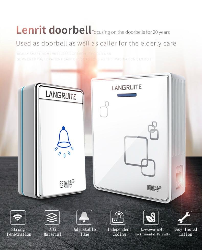  Wireless Doorbell ABS Material Adjustable Tune Independent Coding 5