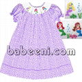 Mermaid hand smocked bishop dress for little girls 