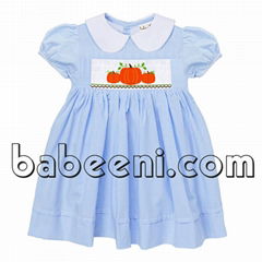 Cute pumpkin hand smocked dress for girls - DR 2295