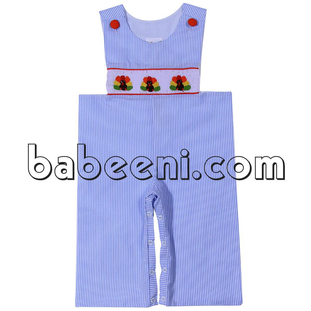 Nice turkey smocked longalls for baby boys - BC 665