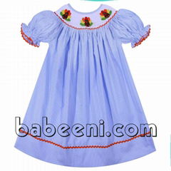 Adorable turkey hand smocked bishop dress - BB712