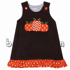 Pretty pumpkins applique A-line dress for girl - BB708