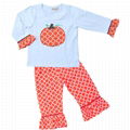 Pretty pumpkin applique girl set for