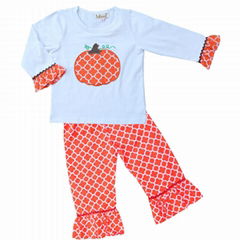 Pretty pumpkin applique girl set for Thanksgiving - BB699