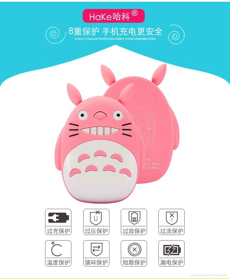 cute cartoon totoro Power Bank 8000mAh with LED light portable charger external  5