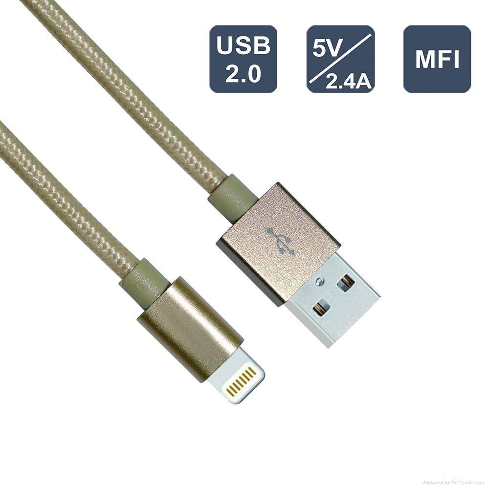 Nylon braided 8 pin usb cable for iphone 5 charger cable with MFI certificated 3