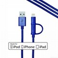 For apple store nylon braided 2 in 1 mfi cable for iphone 6 and samsung cable 3