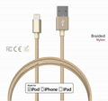 Gold Nylon Braided USB Cable for iPhone 6 Charger Cable 2