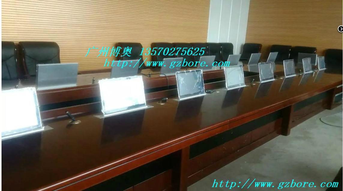 供应沈阳实木长方形培训室显示器升降会议桌 4