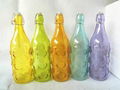 Glass bottle with colored and chrysanthemum stamp 3