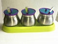 Glass storage canister with ladle stainless steel set