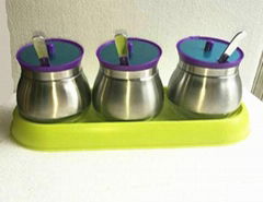 Glass storage canister with ladle