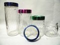 Transparent glass canister storage bottle with plastic lids