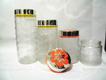 Glass canister storage bottle with plastic lids