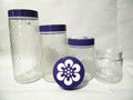 Glass canister storage bottle with plastic lids 1