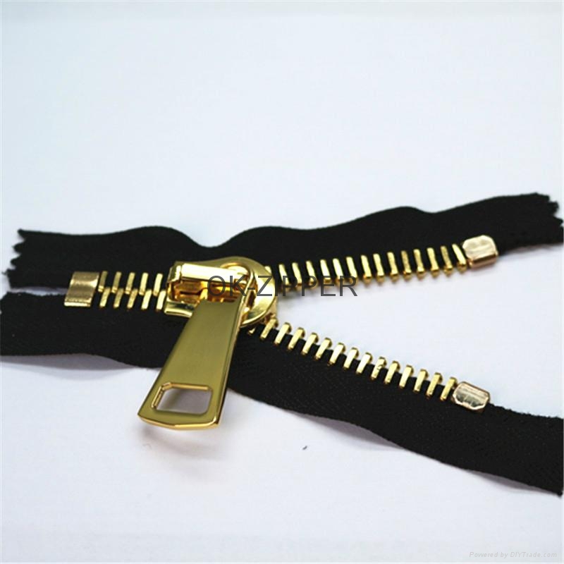 15 bia size shiny gold metal zipper,autolock zipper OK (China