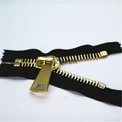 #15 bia size shiny gold metal zipper,auto-lock zipper