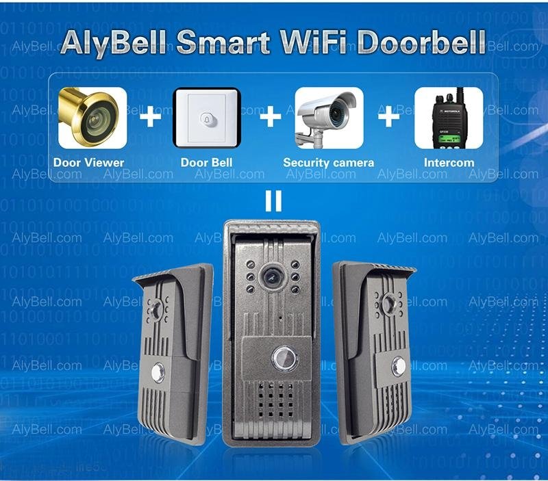 AlyBell WiFi wired/wireless door bell ring with 1 megapixel camera