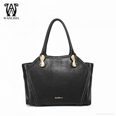 WANLIMA NEW GENUINE LEATHER HANDBAG SHOULDER BAG BLACK