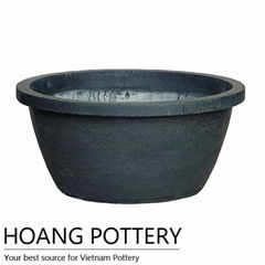 Black Round Terrazzo Flower Pot