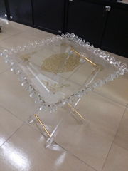 China manufacturer clear glass rose gold coffee table