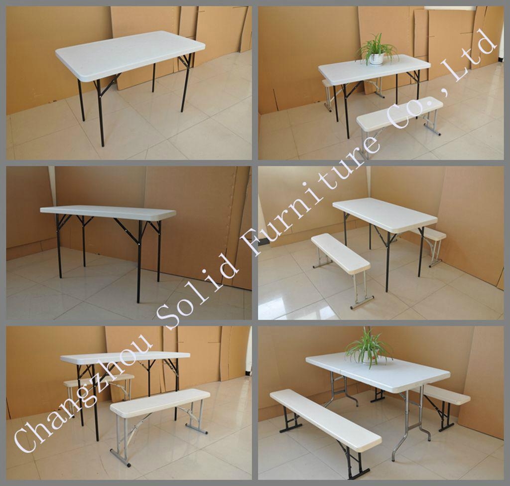 C180 Events Folding Rectangular Table With Folding Bench Sld
