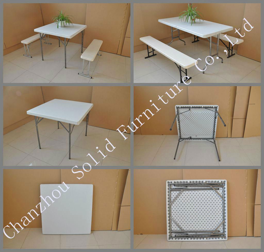 F86 Square Dining Picnic Plastic Folding Table for Indoor or Outdoor