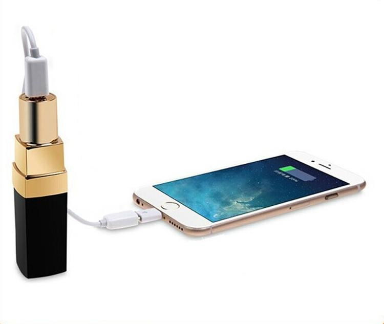 mini size patent portable lipstick power bank 3
