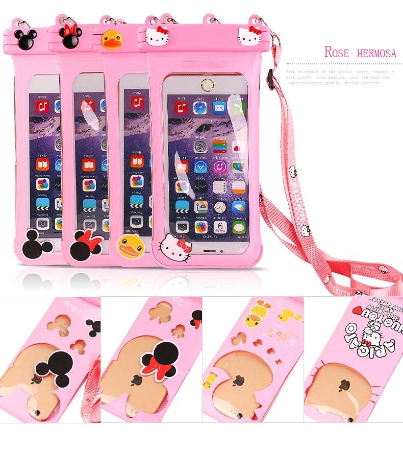 mickey and minnie pattern pvc waterproof bag for mobile phone
