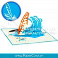 Windsurfing card, 3d pop up card,  kirigami card