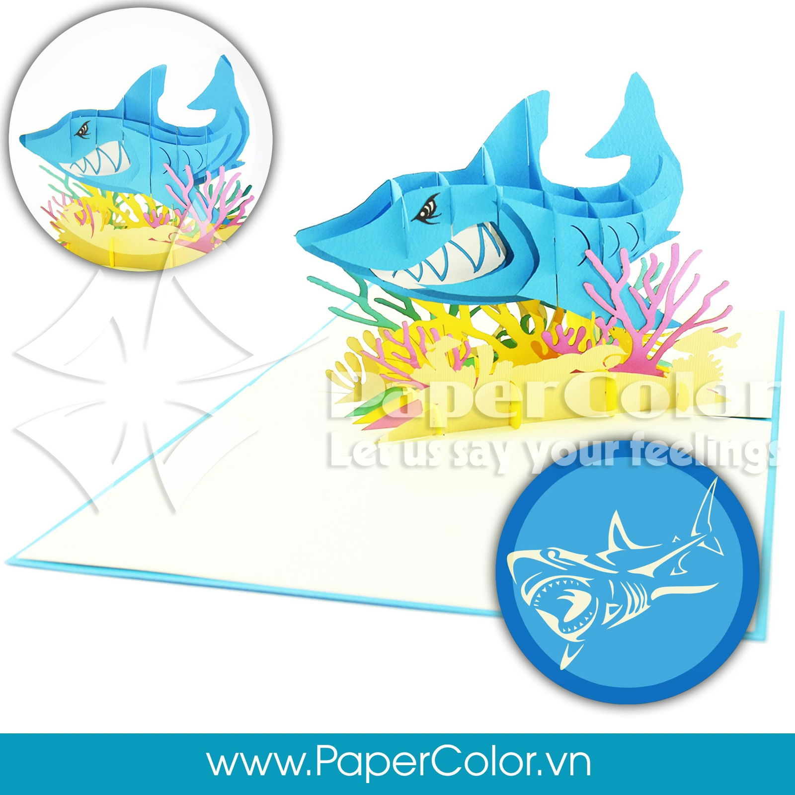 The shark card, 3d pop up card, greeting card 4