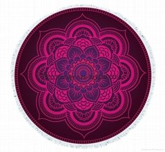 Deep purple totem round turkish towel
