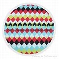 Color grid round towel with tassels