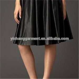 Womens Long Gather Detail Leather Circle Skirt