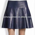 Lady A-lined Pleated Genuine Short Leather Skirt 1