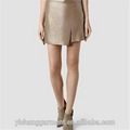 Ladies Asymmetric Pleated Leather Skirt