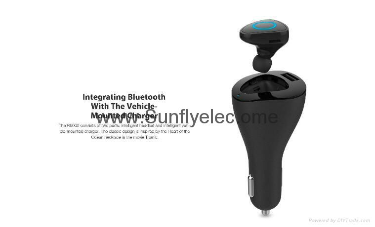 Factory 2.1A intelligent vehicle-mounted and fast car usb charger one with bluet