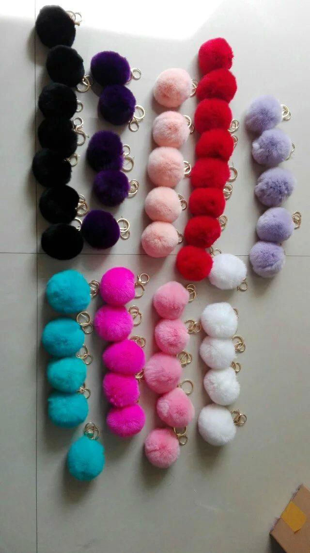 real rabbit fur poms ball keyring for bag charm 3