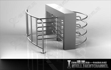 Waist Height Rotating Turnstile with Fence( single double aisle)