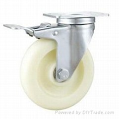 Stainless steel caster swivel with brake