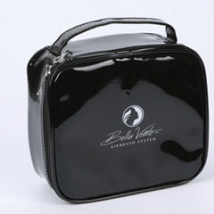 black Enamel PU cosmetic bag														