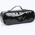 black long Enamel PU cosmetic bag