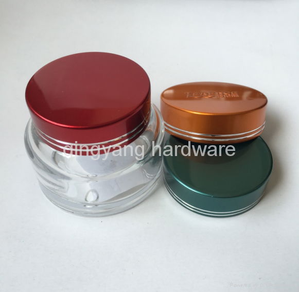 Mini body cream clear glass jar metal lid