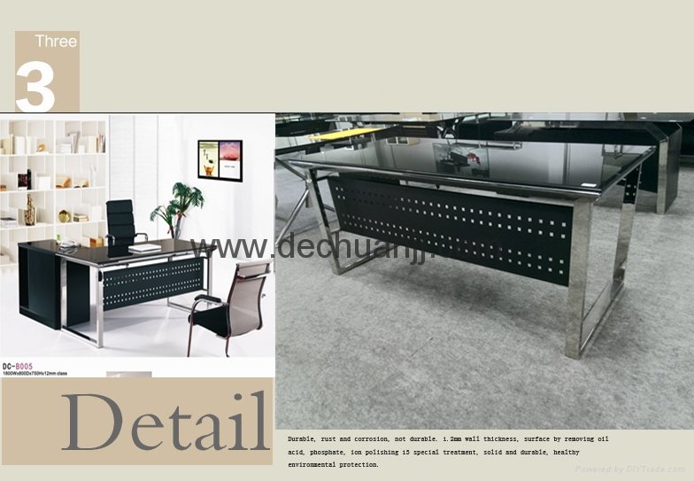  Hot Sale Modern Glass Office Executive Table Office Desk 3