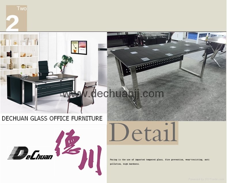  Hot Sale Modern Glass Office Executive Table Office Desk 4