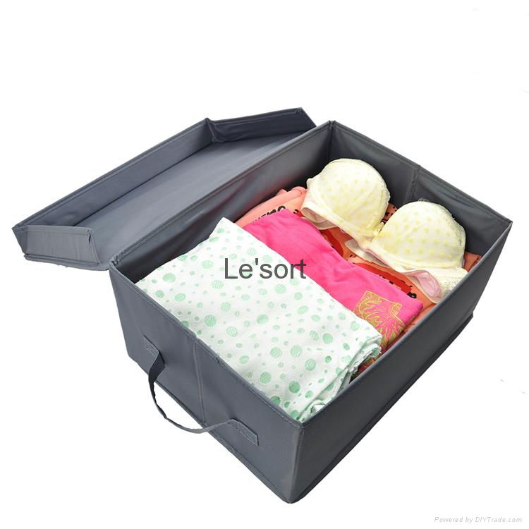 Hot sale grey 100% polyester Fabric Foldable shoe Storage Box with cover 