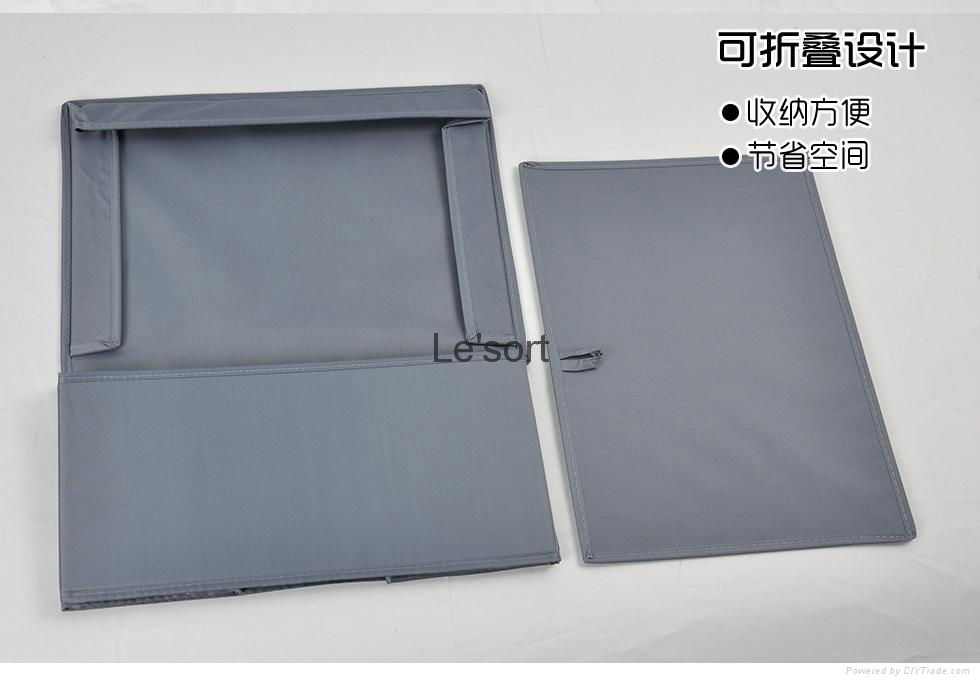 Hot sale grey 100% polyester Fabric Foldable shoe Storage Box with cover  2