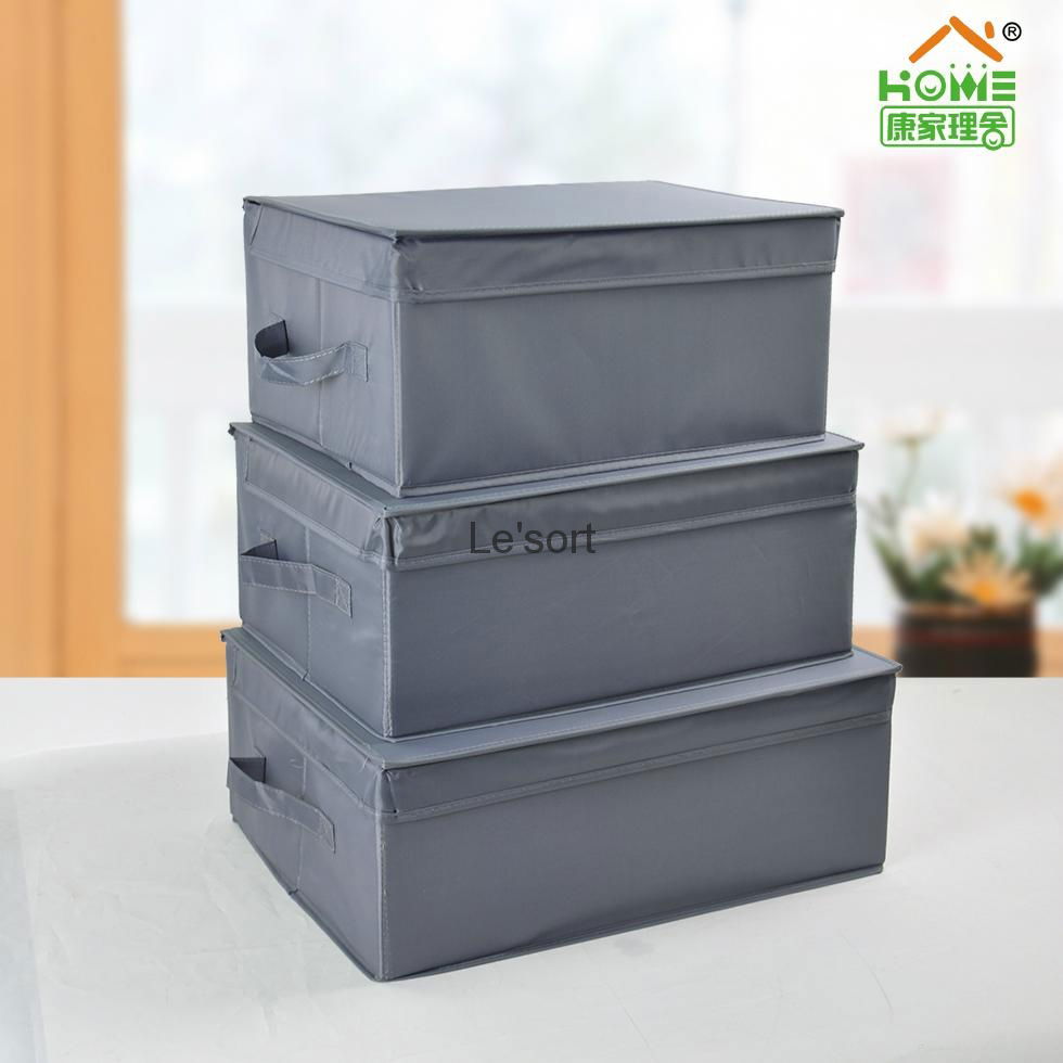 Hot sale grey 100% polyester Fabric Foldable shoe Storage Box with cover  4
