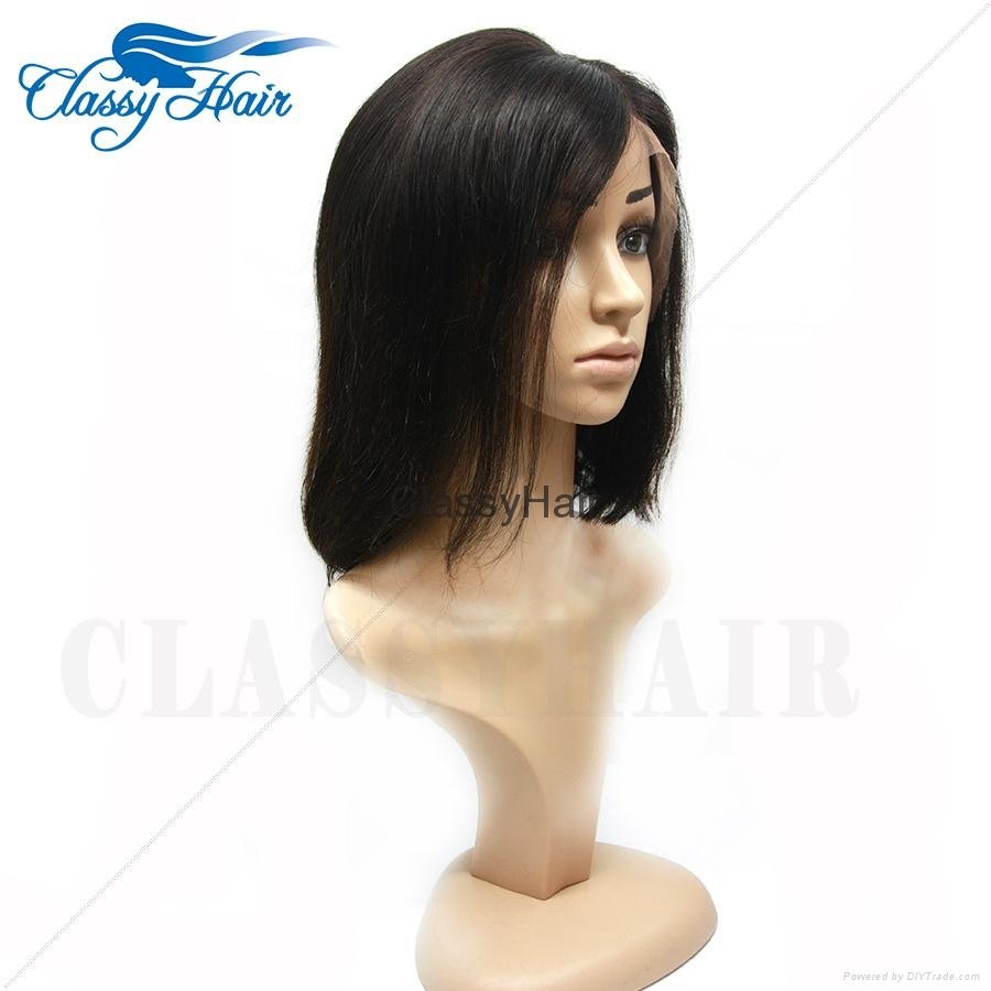 Straight Unprocessed Full Lace Human Hair Short Bob Wigs 3