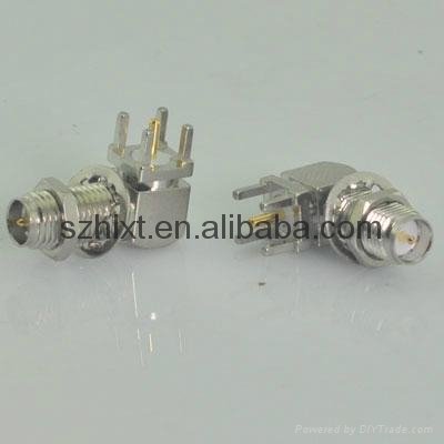 sma female plug connector for pcb mount ,right angle ,nickel plated
